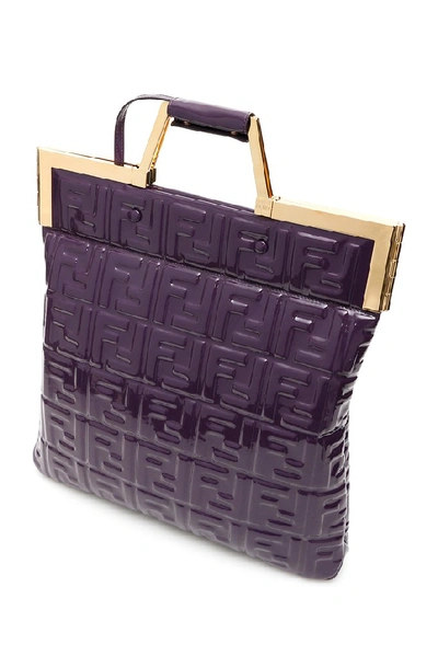 Shop Fendi Ff Logo Shopper Tote Bag In Purple