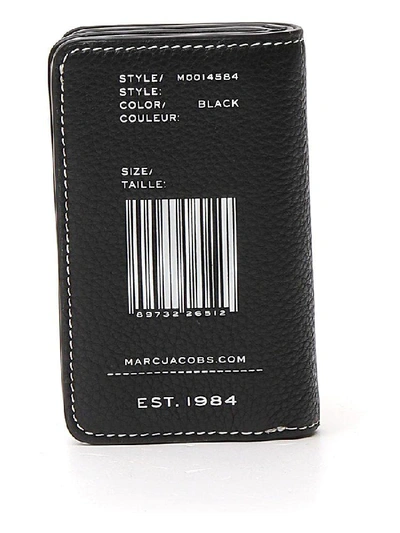 Shop Marc Jacobs Textured Tag Logo Print Mini Wallet In Black
