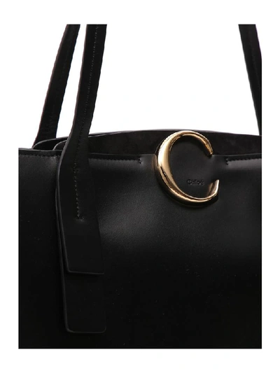 Shop Chloé C Medium Zipped Tote Bag In Black