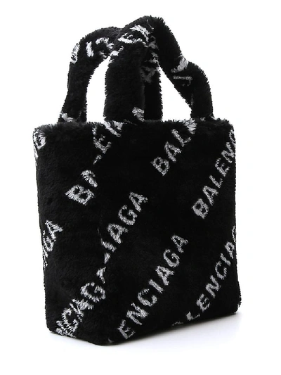 Shop Balenciaga Diagonal Logo Tote Bag In Black