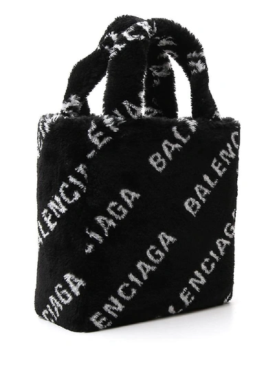 Shop Balenciaga Diagonal Logo Tote Bag In Black
