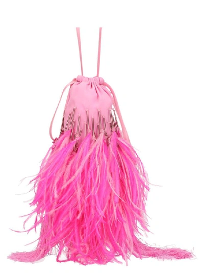 Shop Attico Feather Embellished Tote Bag In Pink