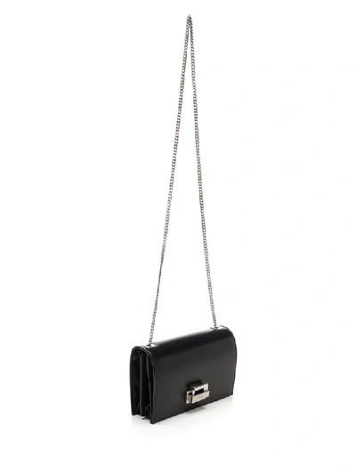 Shop Saint Laurent Metropolis Logo Engraved Clasp Chain Shoulder Bag In Black