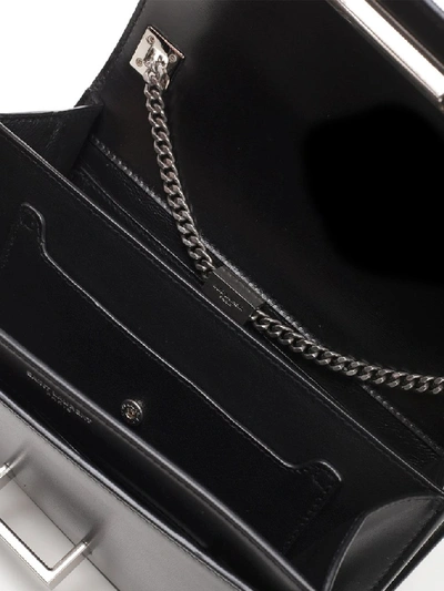 Shop Saint Laurent Metropolis Logo Engraved Clasp Chain Shoulder Bag In Black