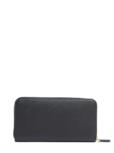 Shop Prada Continental Logo Zip Around Wallet In Black