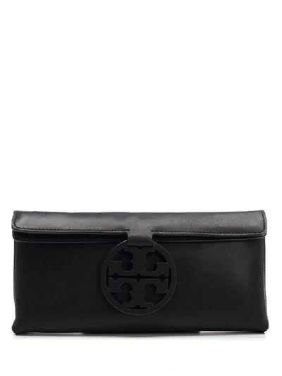 Shop Tory Burch Miller Logo Clutch Bag In Black