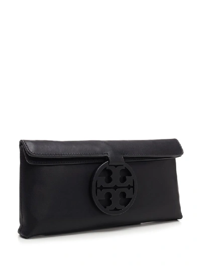 Shop Tory Burch Miller Logo Clutch Bag In Black
