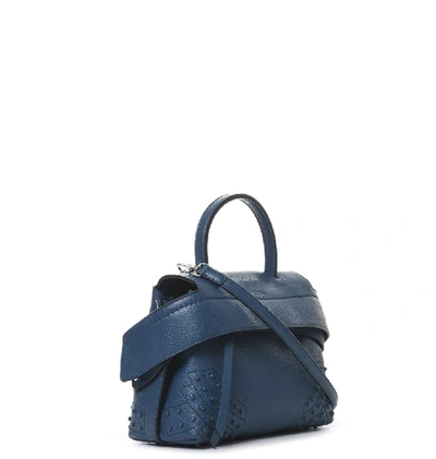 Shop Tod's Mini Wave Leather Tote Bag In Blue