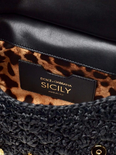 Shop Dolce & Gabbana Sicily Embellished Top Handle Bag In Black