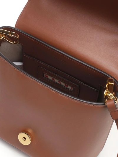 Shop Marni Pannier Flap Tote Bag In Brown