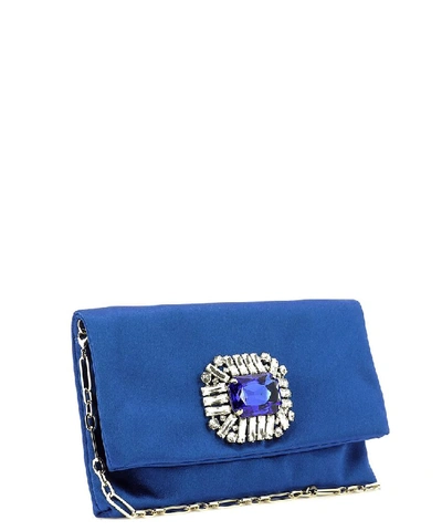 Shop Jimmy Choo Titania Jewel Embellished Clutch Bag In Blue