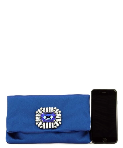 Shop Jimmy Choo Titania Jewel Embellished Clutch Bag In Blue