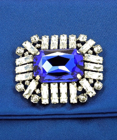 Shop Jimmy Choo Titania Jewel Embellished Clutch Bag In Blue