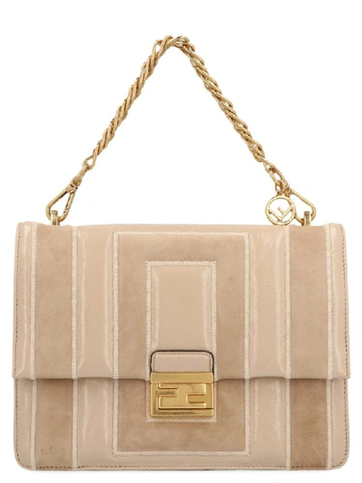 Shop Fendi Small Kan U Quilted Chain Shoulder Bag In Beige