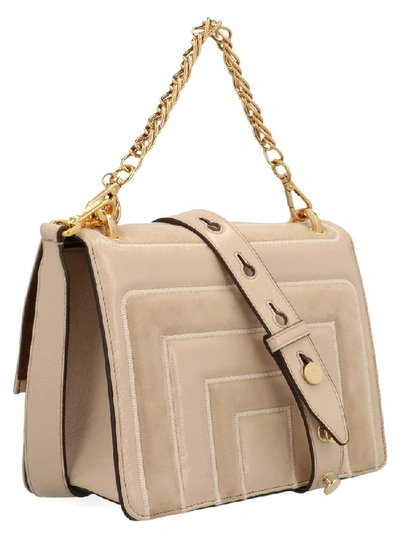 Shop Fendi Small Kan U Quilted Chain Shoulder Bag In Beige