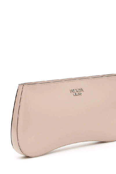 Shop Prada Brushed Chain Strap Clutch Bag In Pink