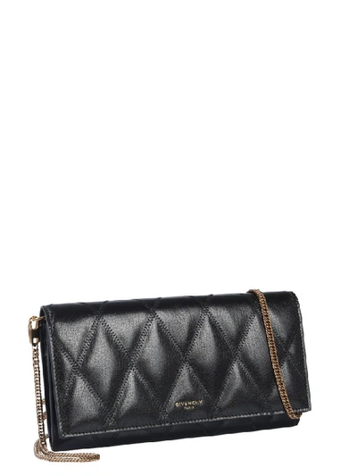 Shop Givenchy Quilted Chain Wallet In Black