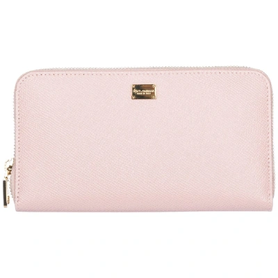 Shop Dolce & Gabbana Logo Plaque Zip Wallet In Pink
