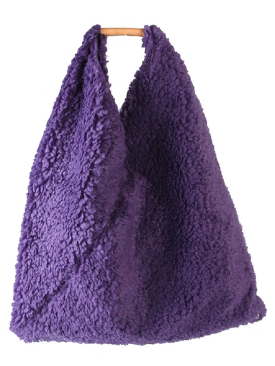 Shop Mm6 Maison Margiela Japanese Faux Fur Tote Bag In Purple