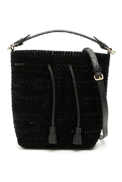 Shop Anya Hindmarch Woven Shoulder Bag In Black