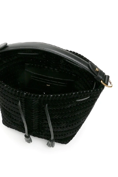 Shop Anya Hindmarch Woven Shoulder Bag In Black