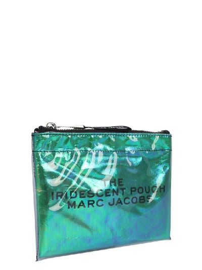 Shop Marc Jacobs The Iridescent Flat Pouch In Green