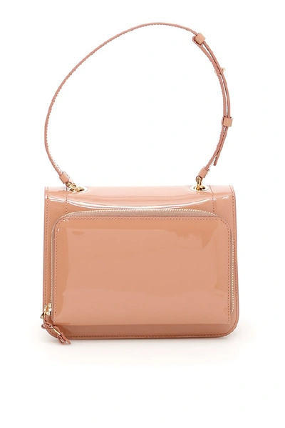 Shop Ferragamo Salvatore  Patent Leather Vara Bow Shoulder Bag In Pink