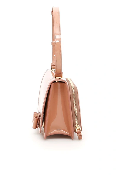 Shop Ferragamo Salvatore  Patent Leather Vara Bow Shoulder Bag In Pink