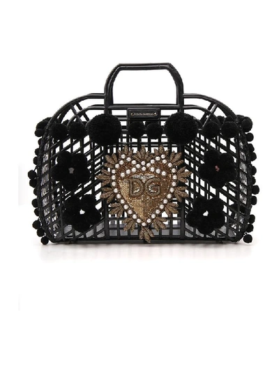 Shop Dolce & Gabbana Kendra Embroidered Tote Bag In Black