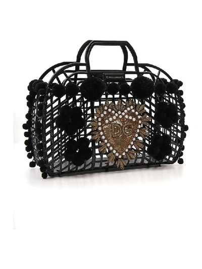 Shop Dolce & Gabbana Kendra Embroidered Tote Bag In Black