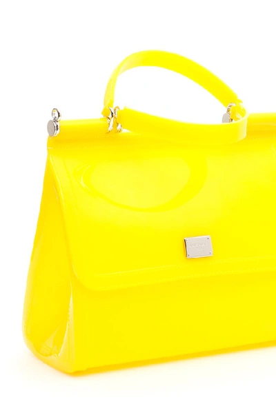 Shop Dolce & Gabbana Sicily Top Handle Bag In Yellow