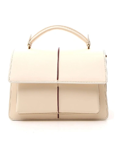 Shop Marni Contrast Stripe Foldover Tote Bag In White