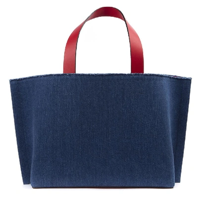 Shop Valentino Garavani V Logo Tote Bag In Blue