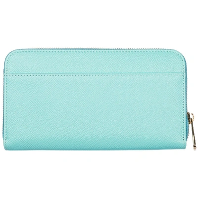 Shop Dolce & Gabbana Logo Plaque Zip Wallet In Blue