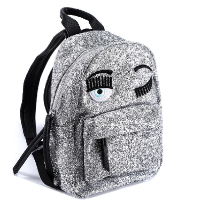 Shop Chiara Ferragni Wink Glitter Backpack In Silver