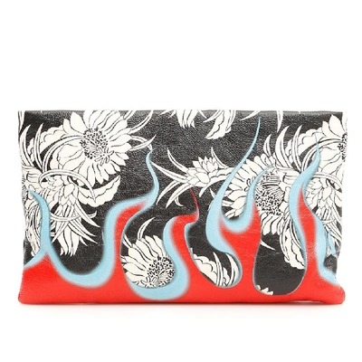 Shop Prada Flames And Dahlia Clutch In Multi