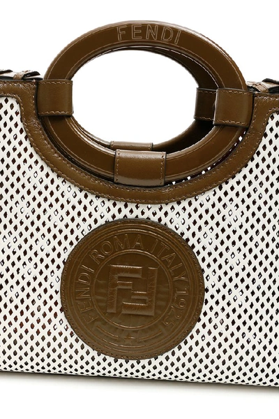 Shop Fendi Mini Runaway Perforated Logo Patch Shoulder Bag In Multi
