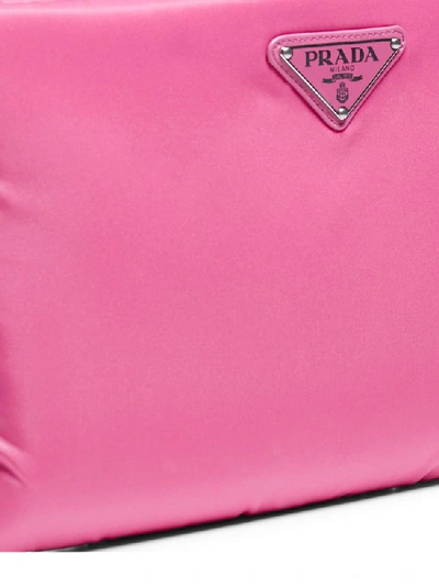 Shop Prada Fluorescent Logo Chain Clutch Bag In Pink
