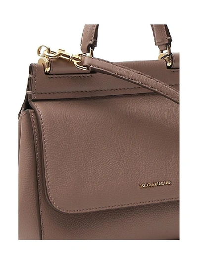 Shop Dolce & Gabbana Small Soft Sicily Shoulder Bag In Brown