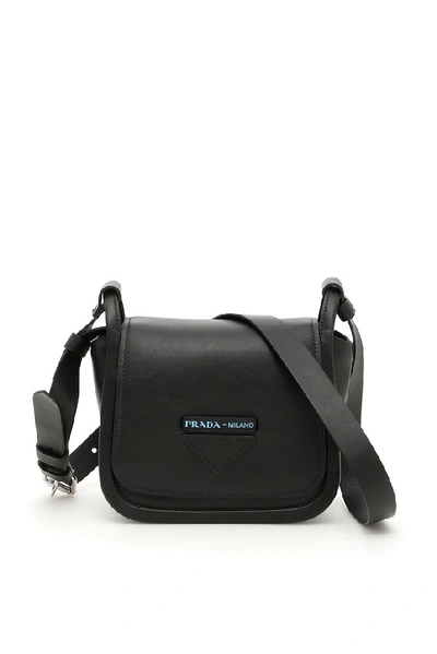 Shop Prada Leather Flap Shoulder Bag In Black