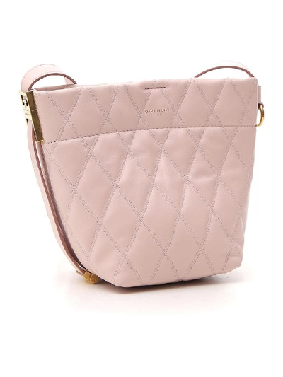 Shop Givenchy Mini Gv Quilted Bucket Bag In Pink