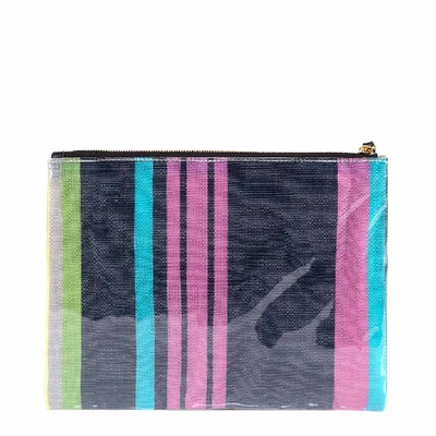 Shop Marni Striped Clutch Bag In Pink