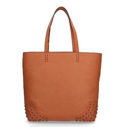 Shop Tod's Stud Detailed Tote Bag In Brown