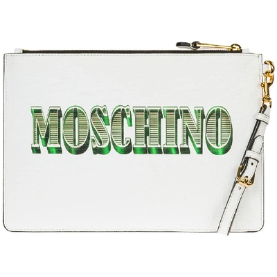 Shop Moschino Teddy Dollar Print Clutch Bag In White