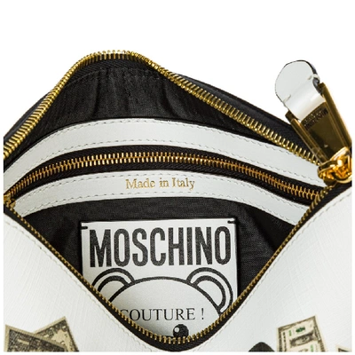 Shop Moschino Teddy Dollar Print Clutch Bag In White