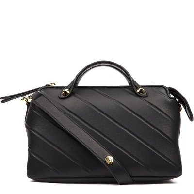 Shop Fendi Medium By The Way Diagonal Striped Detail Tote Bag In Black