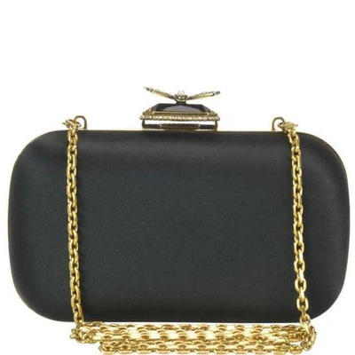 Shop Alexander Mcqueen Butterfly Box Clutch Bag In Black