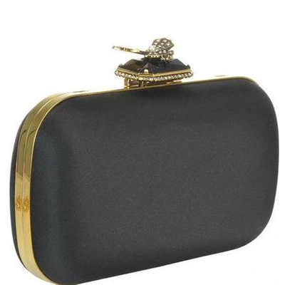 Shop Alexander Mcqueen Butterfly Box Clutch Bag In Black