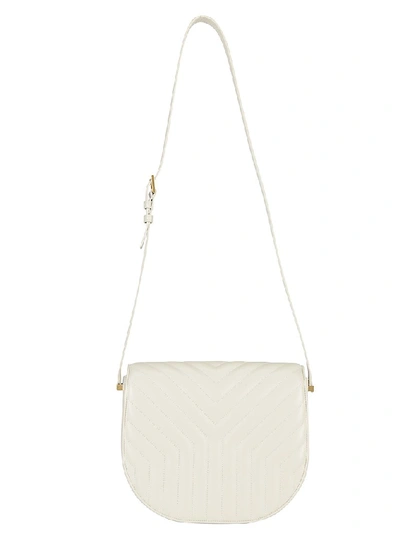 Shop Saint Laurent Joan Quilted Motif Shoulder Bag In White
