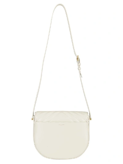 Shop Saint Laurent Joan Quilted Motif Shoulder Bag In White